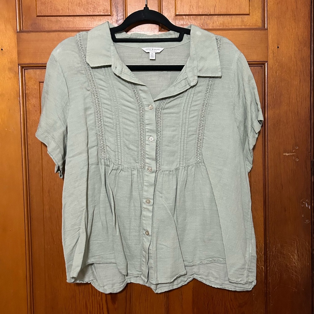 Lucky Brand Sage Button Top